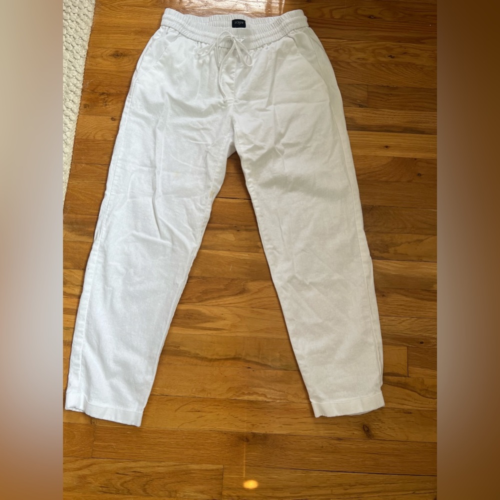 JCrew white linen beach pants